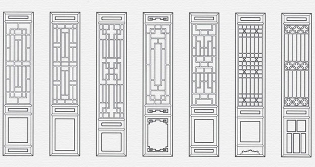 江达常用中式仿古花窗图案隔断设计图